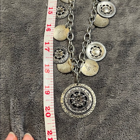 Floral Medallion Pendant Necklace - Silver Tone - Picture 5 of 5